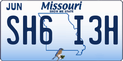 MO license plate SH6I3H