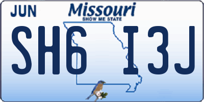 MO license plate SH6I3J