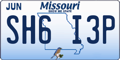 MO license plate SH6I3P