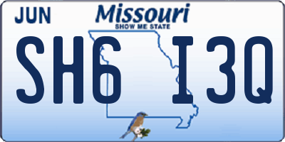 MO license plate SH6I3Q