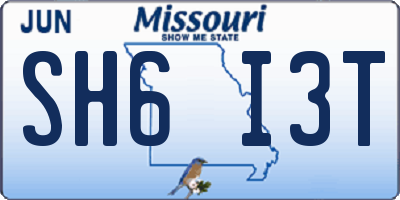 MO license plate SH6I3T