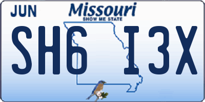MO license plate SH6I3X