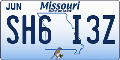 MO license plate SH6I3Z