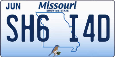 MO license plate SH6I4D