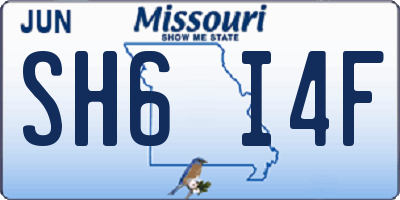 MO license plate SH6I4F