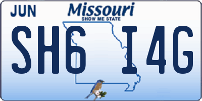 MO license plate SH6I4G