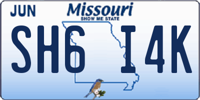 MO license plate SH6I4K