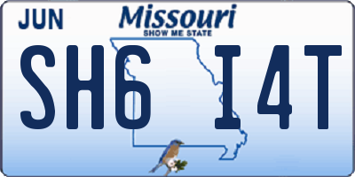 MO license plate SH6I4T
