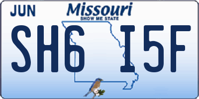 MO license plate SH6I5F