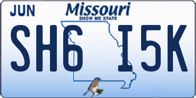 MO license plate SH6I5K