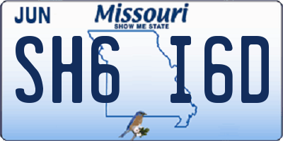 MO license plate SH6I6D
