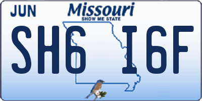 MO license plate SH6I6F