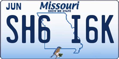 MO license plate SH6I6K