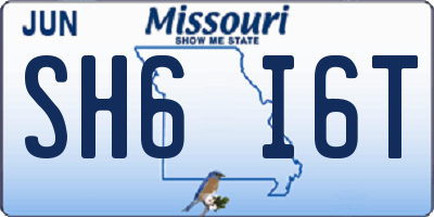 MO license plate SH6I6T