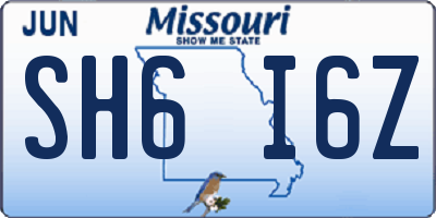 MO license plate SH6I6Z