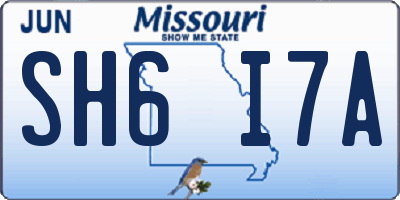 MO license plate SH6I7A