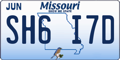 MO license plate SH6I7D