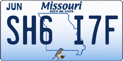 MO license plate SH6I7F
