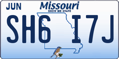 MO license plate SH6I7J
