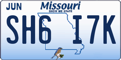 MO license plate SH6I7K