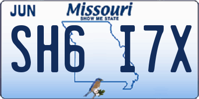 MO license plate SH6I7X