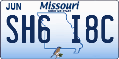 MO license plate SH6I8C