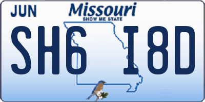 MO license plate SH6I8D