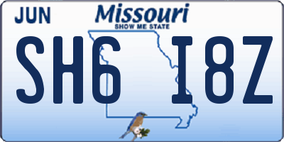 MO license plate SH6I8Z
