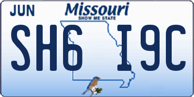 MO license plate SH6I9C