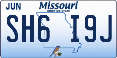 MO license plate SH6I9J