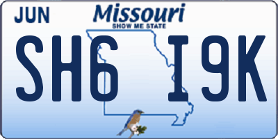 MO license plate SH6I9K