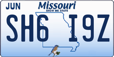 MO license plate SH6I9Z