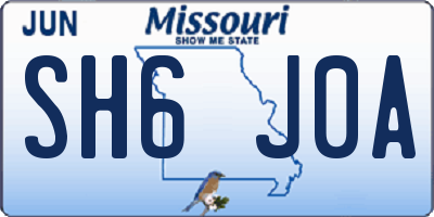 MO license plate SH6J0A