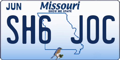 MO license plate SH6J0C