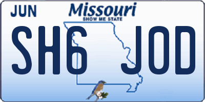 MO license plate SH6J0D