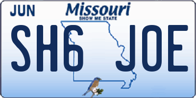 MO license plate SH6J0E