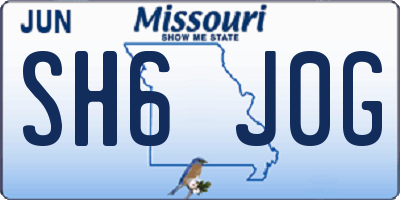 MO license plate SH6J0G