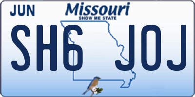MO license plate SH6J0J