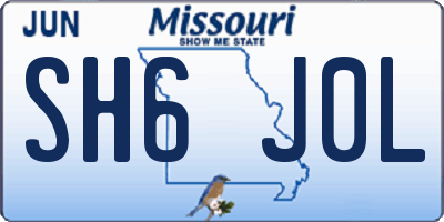 MO license plate SH6J0L