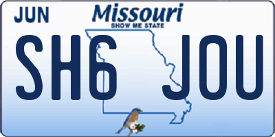 MO license plate SH6J0U