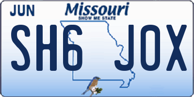 MO license plate SH6J0X