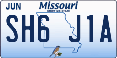 MO license plate SH6J1A