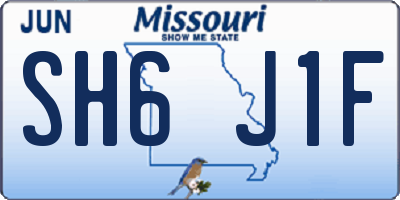 MO license plate SH6J1F