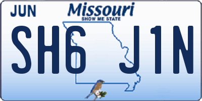 MO license plate SH6J1N