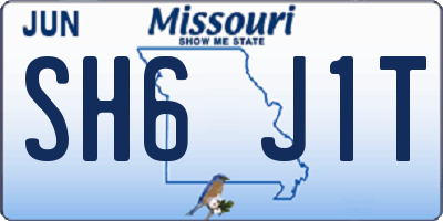 MO license plate SH6J1T