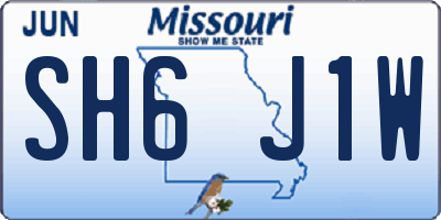 MO license plate SH6J1W