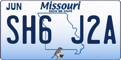 MO license plate SH6J2A
