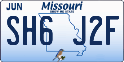 MO license plate SH6J2F