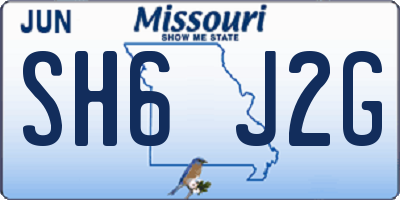 MO license plate SH6J2G