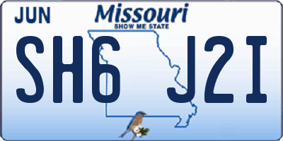 MO license plate SH6J2I